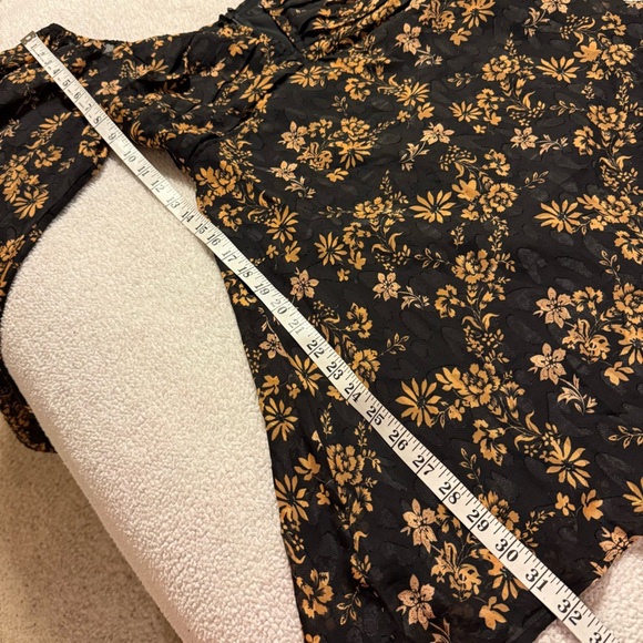 Lulu's Dressed Up Darling Black Gold Floral Balloon Sleeve Mini Dres Long Sleeve - Picture 9 of 15